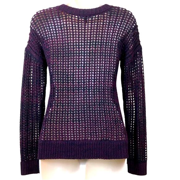 Express Loose Weave Pullover Sweater Maroon Black Cable Knit Scoop Neck - Picture 2 of 16